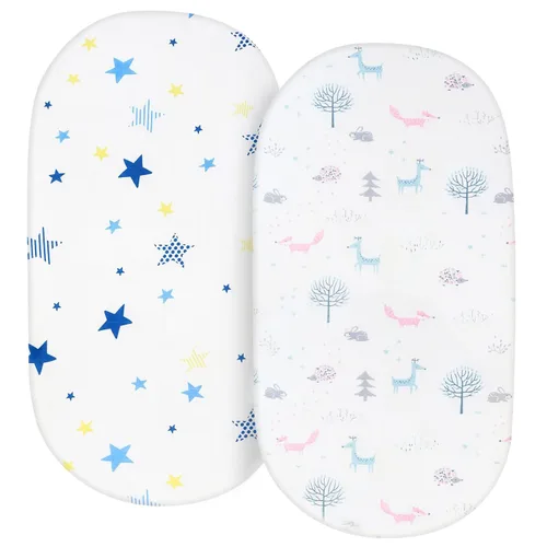 Sábanas de moisés de muselina aptas para colchones de Halo, Dream on Me, Fisher Price, Delta, Graco y otros colchones ovalados y de reloj de arena,