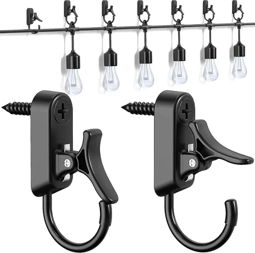 Miniatura 9 de Lewufe Ganchos para Luces de Cadena para Exteriores, Ganchos de Tornillo para Colgar Luces de Navidad, Ganchos Colgantes para Luces de Patio, Cable