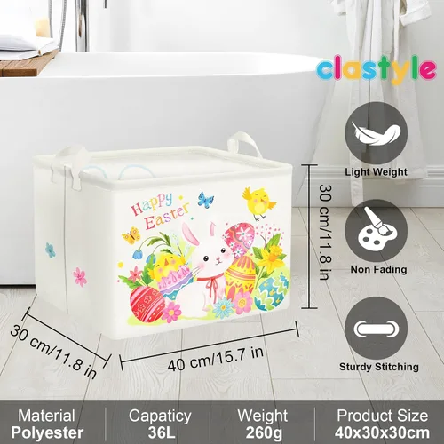 Miniatura 6 de Clastyle Cesta de Pascua grande para niños y niñas, huevos de Pascua, conejito, cesta de regalo, libro vacío, organizador de pecho, ropa, toalla