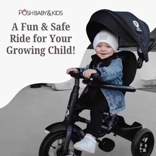 Miniatura 7 de Rito Premium Edition Triciclo plegable para niños - Cochecito compacto y portátil para niños de 10 meses a 4 años en adelante, neumáticos llenos