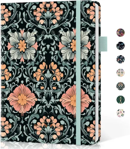Miniatura 9 de Taja Cuaderno rayado para mujeres y hombres, diario de cuero de tapa dura para escribir, cuaderno de rayas universitarias A5 para trabajo y toma