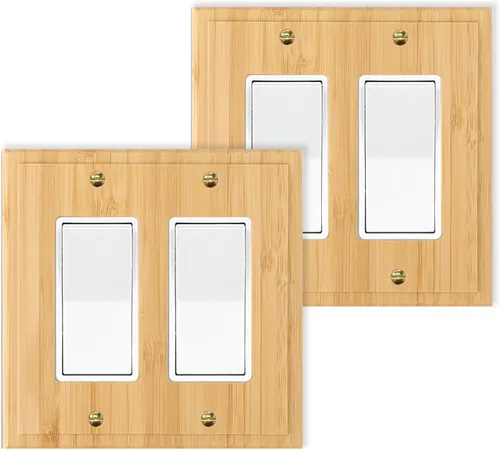 Miniatura 15 de Cubiertas de salida de madera maciza, placa de interruptor de luz de 4.8 x 3.14 pulgadas, placas de interruptor de bambú y cubiertas de Placa