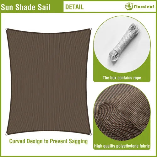 Miniatura 3 de Toldo parasol rectangular de 2 x 2 pies para patio, patio, toldo permeable para césped, jardín, actividades al aire libre, color marrón