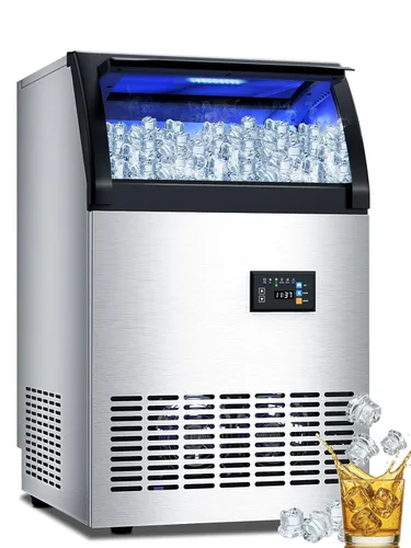 Miniatura 16 de Máquina comercial para hacer hielo en pepitas con contenedor de almacenamiento de 12 libras, 70 libras/24 horas de acero inoxidable debajo