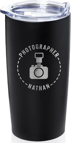 Miniatura 10 de Lifetime Creations Taza de acero inoxidable personalizada grabada con tapa para enfermera de 590 ml (blanca) - Regalo personalizado para enfermera