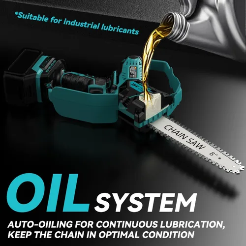 Miniatura 4 de Mini motosierra para batería Makita de 18 V, motosierra eléctrica inalámbrica 2 en 1 de 8 y 6 pulgadas con motor sin escobillas y engrasador