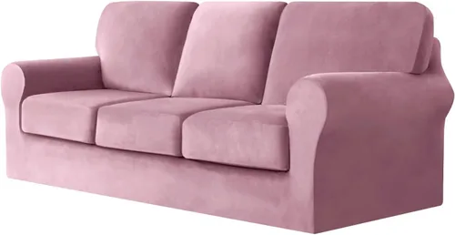 Miniatura 21 de UNBBRRL Fundas de sofá de 3 piezas para sofá, funda de terciopelo elástico para sillón con 1 funda de cojín de asiento y 1 funda de respaldo