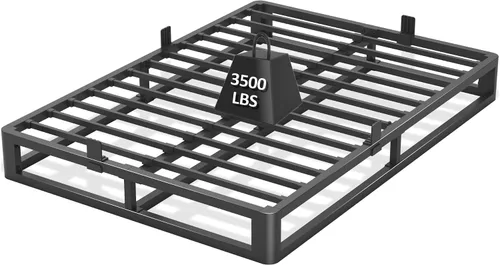 Firpeesy - Marco de cama de metal de 10 pulgadas, con patas de esquinas redondeadas y anti-doblado, listones de acero resistentes de 3500 LBS,