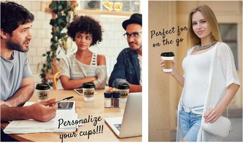 Miniatura 6 de 130 tazas de café de papel desechables con tapas, tazas de café de 12 onzas para el hogar, oficina, fiestas, viajes, tazas de papel premium, incluye