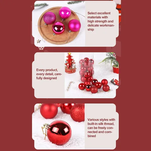 Miniatura 3 de 24 bolas decorativas de Navidad para árbol de Navidad, adornos de bolas inastillables de Navidad, bolas colgantes de Navidad para decoración