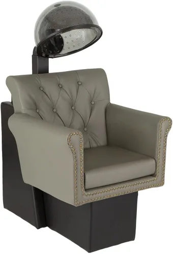Buy-Rite Chelsea - Combo de silla de salón copetuda gris con secador de campana UL/CSA de 980 W, borde de cabeza de clavo, calor/temporizador