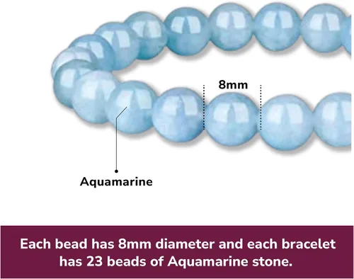 Miniatura 145 de Crystal Vibe Pulseras de cuentas de 0.315 in para mujeres y hombres, pulseras de cristal con piedras preciosas naturales, tamaño elástico ajustable
