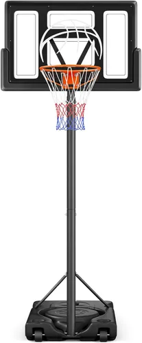 Yohood Aro de baloncesto para exteriores ajustable de 10 pies, sistema de portería de baloncesto portátil para niños, jóvenes y adultos en patio