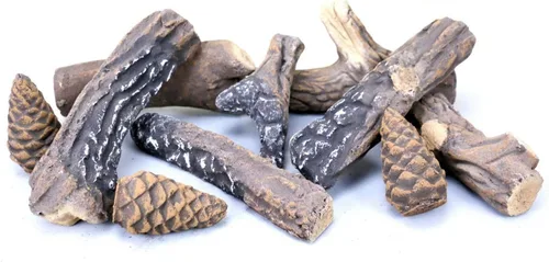 Troncos para chimeneas de gas, troncos de madera de cerámica para todo tipo de interiores, inserciones de gas, sin ventilación y sin ventilación,