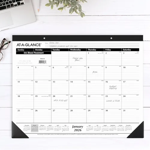 Miniatura 3 de AT-A-GLANCE Calendario de escritorio 2026, almohadilla de escritorio, mensual, 21-3/4" x 17", grande, bloques con rayas, paquete de 3 (AZSK240026)