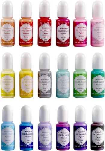 Colorante líquido opaco de resina epoxi de 18 colores, colorante de resina UV, 0.35 oz cada uno