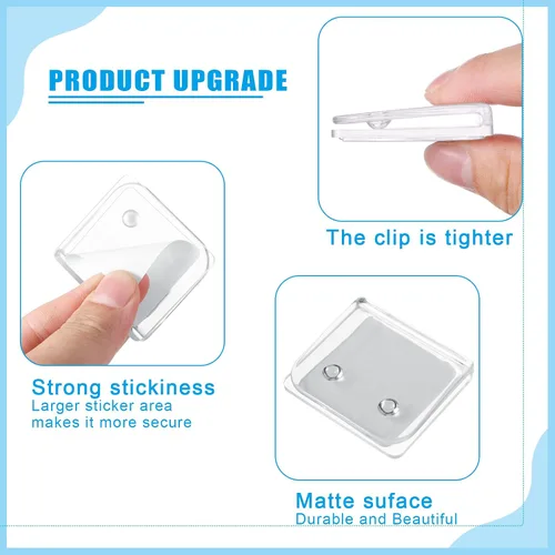 Miniatura 4 de Yalikop 8 clips para cortina de ducha, soporte protector contra salpicaduras, adhesivo transparente, resistente al viento, clips para mantener