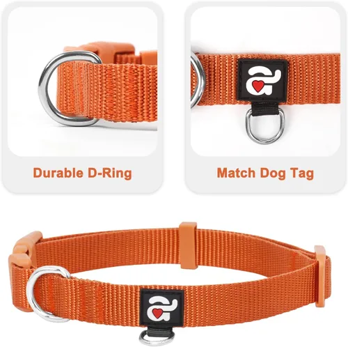 Miniatura 3 de azuza Paquete de 3 collares de otoño para perros, cómodos y ajustables, de nailon, para perros medianos, M (14-20 pulgadas), amarillo jengibre