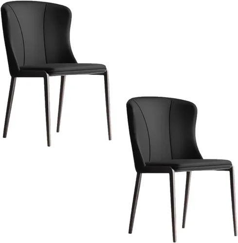 Miniatura 9 de Juego de sillas de comedor de 1/2/4, sillas laterales de cocina tapizadas de cuero, silla de comedor con patas de metal, silla de negociación sin