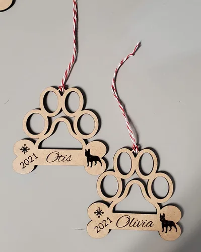 Miniatura 3 de Personalized Paw Print Dog Ornament — Custom Dog Bone Holiday Keepsake with Name, Year & Silhouette — Christmas Tree Decoration for Pet Lovers
