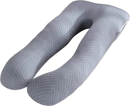 Miniatura 18 de Almohada de embarazo grande en forma de U de cuerpo completo con funda de almohada de algodón reemplazable y lavable para mujeres embarazadas que
