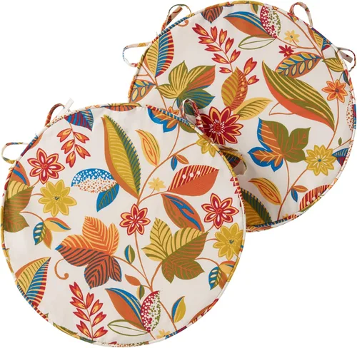 Miniatura 26 de Cojín redondo reversible para asiento de comedor de 18 pulgadas (paquete de 2), Aloha Black Floral