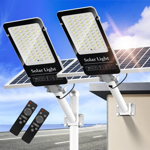Miniatura 10 de OKPRO Luz solar de calle de 10000 W, cuentas LED superbrillantes, luces solares para exteriores, impermeable, IP66, luz de estacionamiento