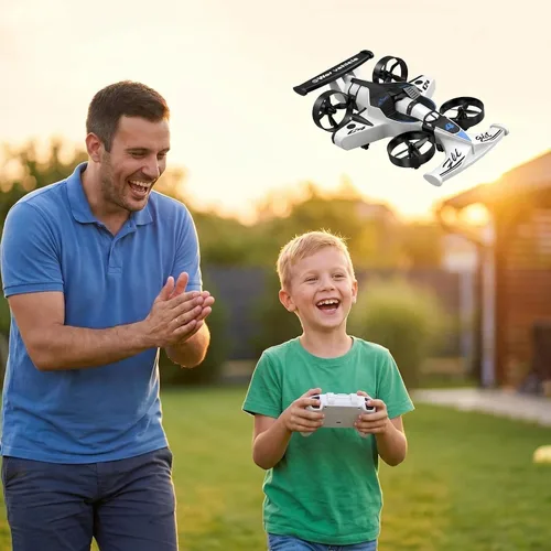 Miniatura 2 de Juguete de coche y avión volador a control remoto, juguetes para niños y niñas, dron helicóptero estilo jet con capacidad de giro de 360°, aviones