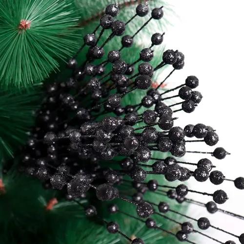 Miniatura 3 de Syhood 200 tallos de bayas con purpurina, 13.8 pulgadas, ramas de acebo para decoración de árbol de Navidad, adornos de vacaciones, decoración