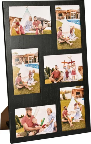 Miniatura 4 de Marco de fotos familiares de collage de 4 x 6 pulgadas, marco de fotos de collage de 6 aberturas para pared para soporte de mesa, juego de marcos