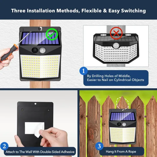Miniatura 8 de Luces solares para exteriores con sensor de movimiento - Lámparas solares con detector de movimiento para exteriores, 238 LED con iluminación