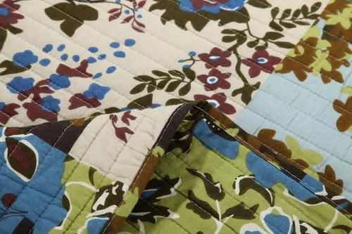 Miniatura 4 de Tache Home Fashion Colcha de algodón hawaiano con diseño floral de retazos – Bosque perdido – Juego de colcha ligera reversible de verano azul