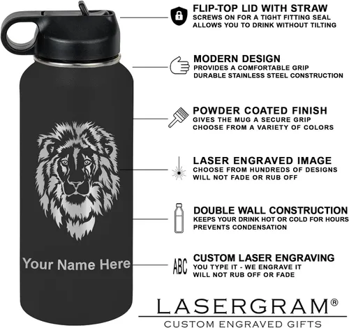 Miniatura 3 de LaserGram Botella de agua personalizada, hombre haciendo slam dunk de baloncesto, de acero inoxidable, de doble pared con aislamiento al vacío