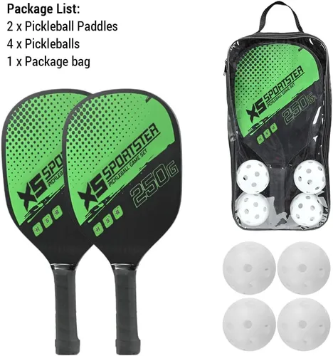 Miniatura 5 de Lixada Juego de palas de pickleball con 4 bolas de pickleball y bolsa de almacenamiento, raqueta de pickleball para deportes de interior y exterior