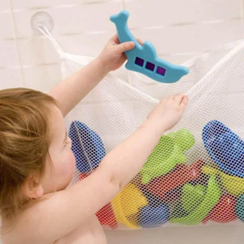 Miniatura 5 de Cesta de malla para niños, bañera de bebé, red de almacenamiento de juguetes, plegable, organizador de bolsa colgante para baño