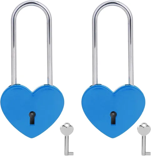 Miniatura 21 de Love Lock - Candado de corazón con llave para enamorados, boda, día de San Valentín, aniversario, viajes (con llave)