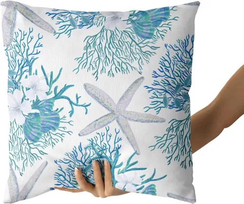 Miniatura 3 de Fundas de almohada náuticas costeras de 18 x 18 pulgadas, juego de 2 fundas de almohada de algodón para verano, fundas de cojín para sofá al aire