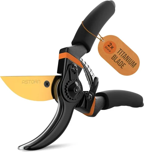 Miniatura 7 de Tijeras de podar de derivación de 8 pulgadas para jardinería, tijeras de jardín ultra afiladas resistentes con agarre ergonómico antideslizante