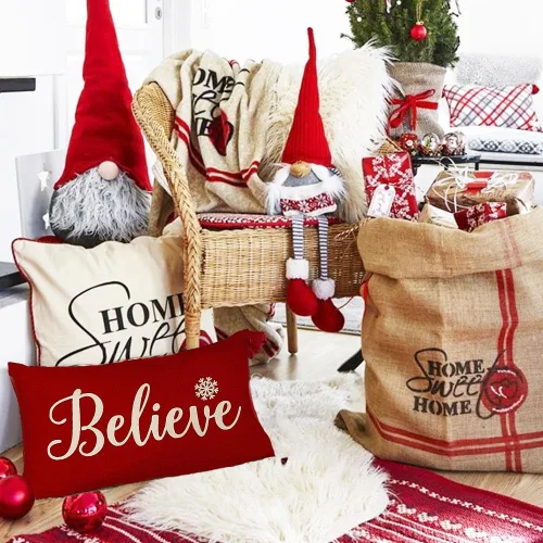 Miniatura 3 de RABUSOFA Fundas de almohada de Navidad de 12 x 20 pulgadas, fundas de almohada lumbares de Navidad, fundas decorativas de Navidad para exteriores