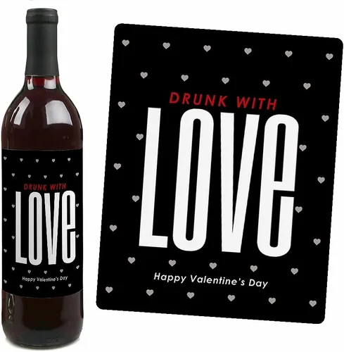 Miniatura 3 de Big Dot of Happiness - Día de San Valentín - Regalo para mujeres y hombres - Etiquetas adhesivas para botellas de vino - Juego de 4