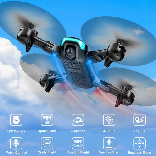 Miniatura 6 de Dron con cámara, dron plegable para principiantes con cámara de 1080P, elevación mejorada, vuelo circular/rotativo/por puntos de referencia