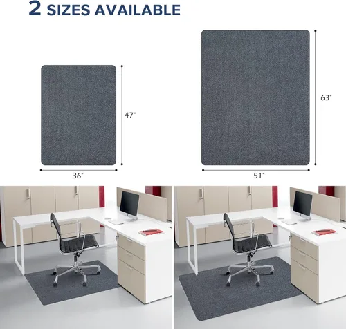 Miniatura 2 de Tapete para silla para suelos duros, QQpony tapete para silla de oficina de 1/6 de pulgada de grosor, 63 x 51 pulgadas, para suelos de madera dura