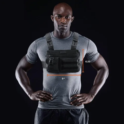 Miniatura 2 de Fitdom Paquete de Pecho Deportivo Utilitario Inspirado en Táctica. Bolsa de Pecho Para Hombres Con Soporte Para Teléfono Incorporado. Este Chaleco