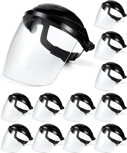 Miniatura 12 de Tellegloww 4 protectores faciales de seguridad transparentes para moler y cortar, ligero, resistente a los impactos con trinquete ajustable, máscara