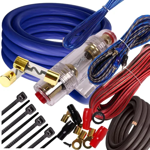 Cable de calibre 4 de EE. UU., 2500 W, hasta 5000 W, instalación completa de amplificador de automóvil, kit de cableado de amplificador de potencia