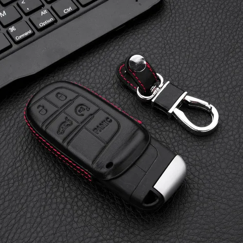 Miniatura 4 de Funda para llavero de cuero genuino para Jeep Compass Grand Cherokee/para Dodge Challenger Charger/Para Chrysler 200 300/Para Fiat 500 Car Remote