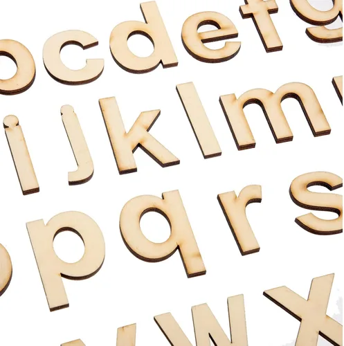 Miniatura 8 de HOMSFOU Letras de madera del alfabeto en minúsculas sin terminar letras artesanales de madera de 1.96 x 1.18 pulgadas, decoración de letras