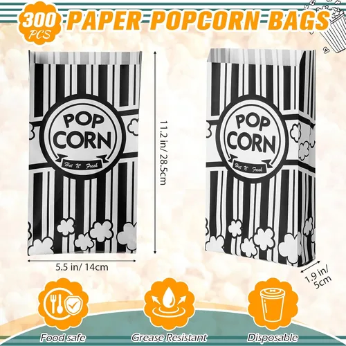 Miniatura 2 de Potchen 300 bolsas de palomitas de maíz de 2 onzas a granel para palomitas de maíz, resistentes a la grasa, bolsas desechables para carnaval