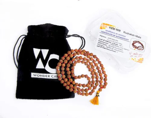 Miniatura 7 de Wonder Care Auténtica Rudraksha Mala Pulsera auténtica de Rudraksha del Himalaya de 5 caras Cuentas de Rudraksha Pulseras de cuentas para hombres