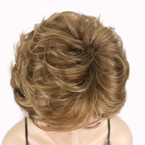 Miniatura 7 de Lydell Pelucas cortas y onduladas de 6 pulgadas, cabello sintético completo, estilo clásico (12TT26 marrón claro con reflejos)
